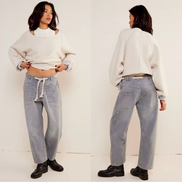 NWT Free People We The Free Moxie Jeans In Little Darlin Grey - Picture 2 of 16